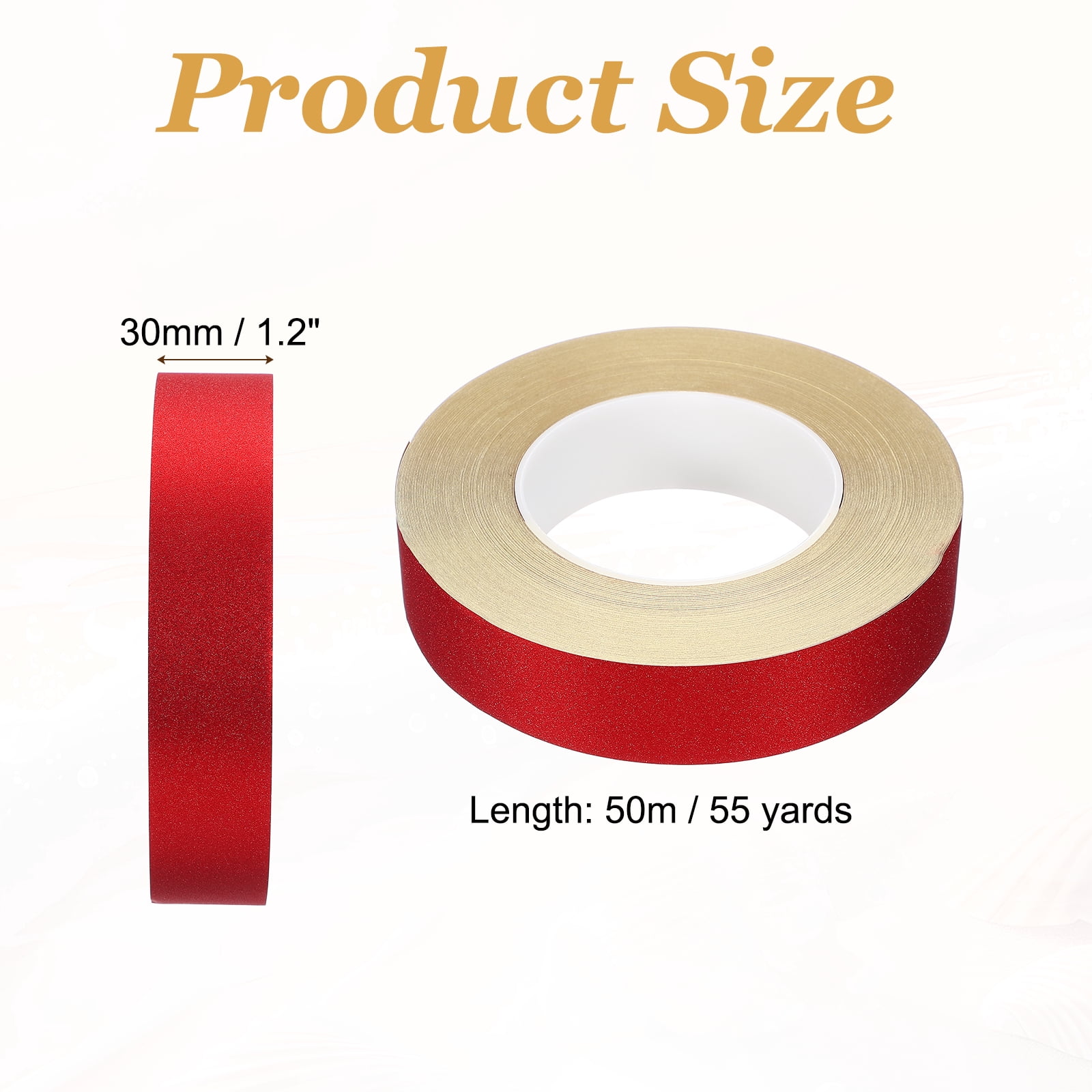 Uxcell Glitters Washi Tape, 1.2 Inch (W) x 55 Yards (L) Sparkling Decorative Washi Tape Self Adhesive for DIY Crafts, Gift Wrapping, Scrapbook, Party Decorations, Red
