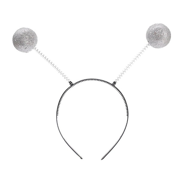 Diadema alienígena con purpurina gruesa, diadema marciana para juegos de rol y cosplay. plata
