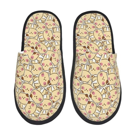 

Fuzoiu Cute Cats 4 Print Unisex Furry Slippers Plush Indoor Shoes Trendy House Slippers Anti-Skid EVA Sole House Shoes for Home Office and Travel -Large