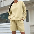 thumbnail image 2 of UAMVSH Women Sweatshirts and Sweat Shorts Two Piece Sets Soft Long Sleeve Pullover Tops Ladies Fall Casual Athletic Outfits(Medium,Beige), 2 of 7
