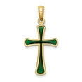 thumbnail image 4 of FJC Finejewelers 14k Yellow Gold Green Stained Glass Tapered Cross Charm, 4 of 4