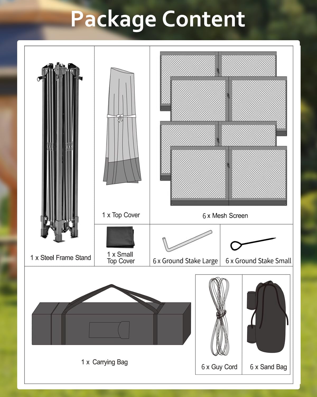 Luku 13'x13' Pop-Up Gazebo, Outdoor Hexagonal Patio Gazebo with Mosquito Netting, Instant Setup Canopy Tent with Strong Steel Frame and Sandbags, for Backyard, Gardens, Patio