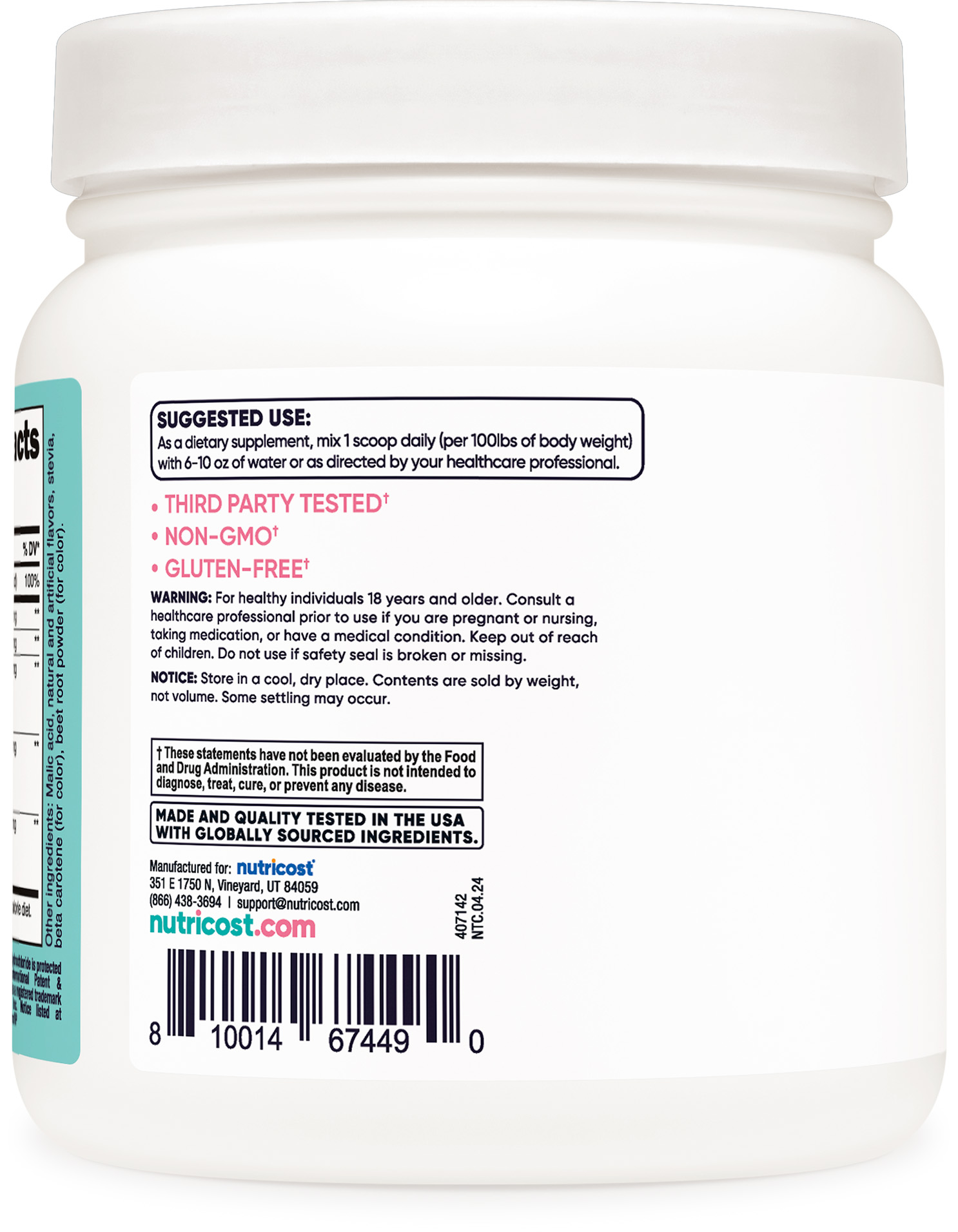 Nutricost Creatine Monohydrate Powder for Women Peach Mango, 100 Servings, Supplement
