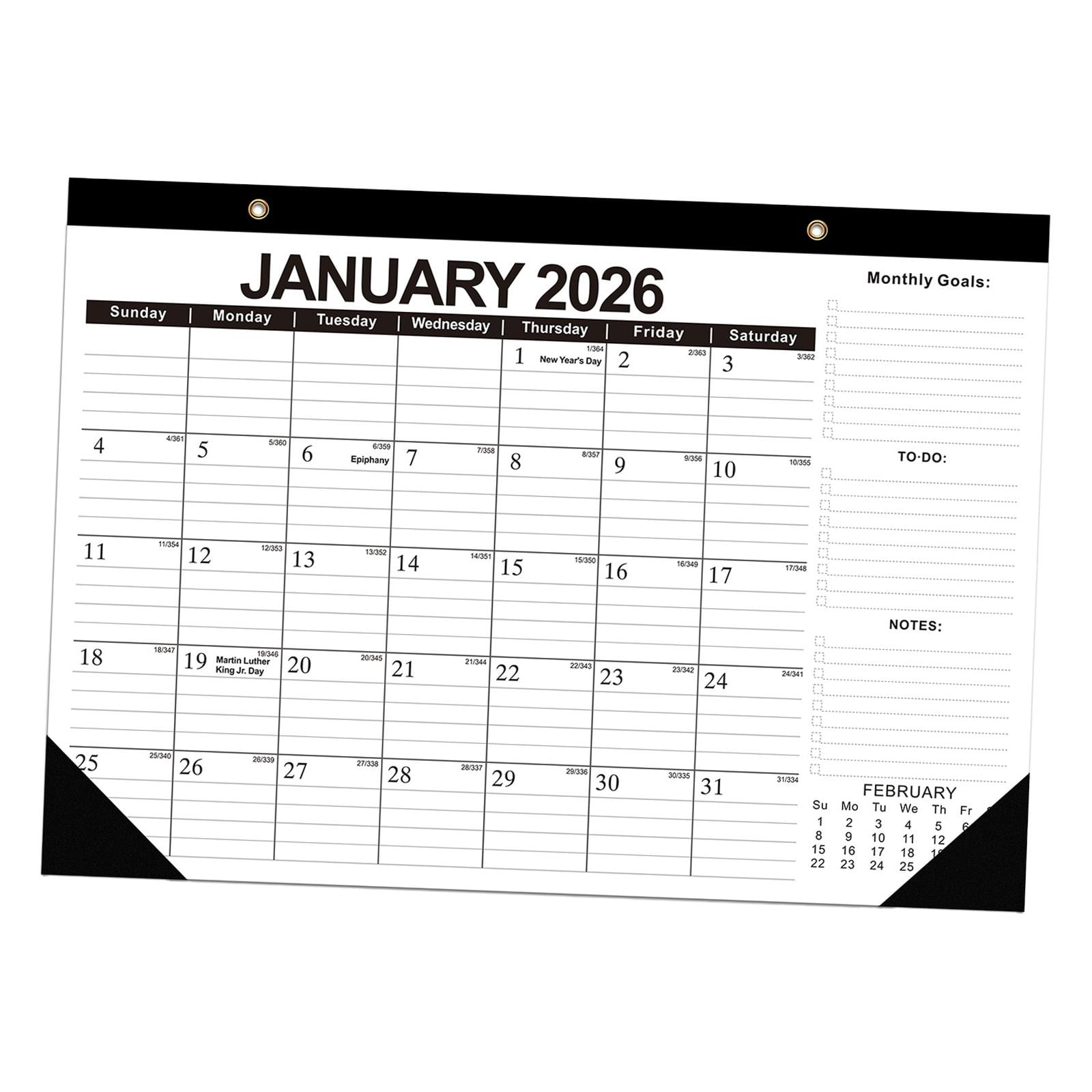 2026-2027 Desk Calendar 18 Months Planner with Notes Section and Goals for Classroom Office Home Tabletop Scheduling