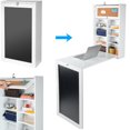 thumbnail image 2 of Wall Mounted Table, Fold Out Convertible Desk Multi-Function Office Computer Desk Writing Desk,Wood Wall Floating Desk with Chalkboard and Large Storage Area, 2 of 8