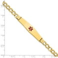 thumbnail image 3 of Primal Gold 14 Karat Yellow Gold Semi-Solid Medical Soft Diamond Shape Red Enamel Curb ID Bracelet, 3 of 4