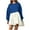 Blue, variant on LEAVINGSUO Dresses for Women 2023 Fashion Women's Casual Over Sized Sweatshirt Long Sleeve Dress Round-Neck Ladies Patchwork Mini Dresses Blue M