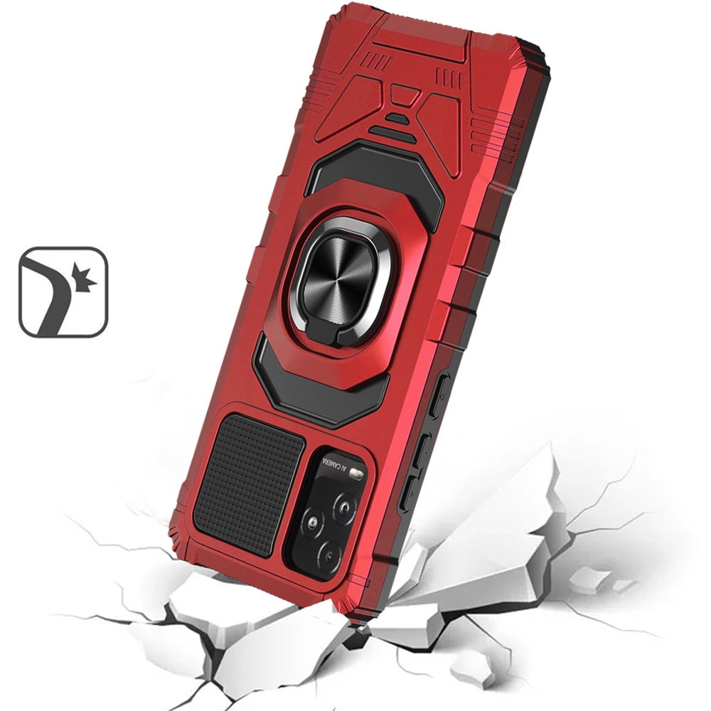 For BLU View 5 Pro Hybrid Dual Layer with 360° Rotate Magnetic Ring Stand Holder Kickstand TPU Rugged PC Shockproof Cover ,Xpm Phone Case [ Red ]