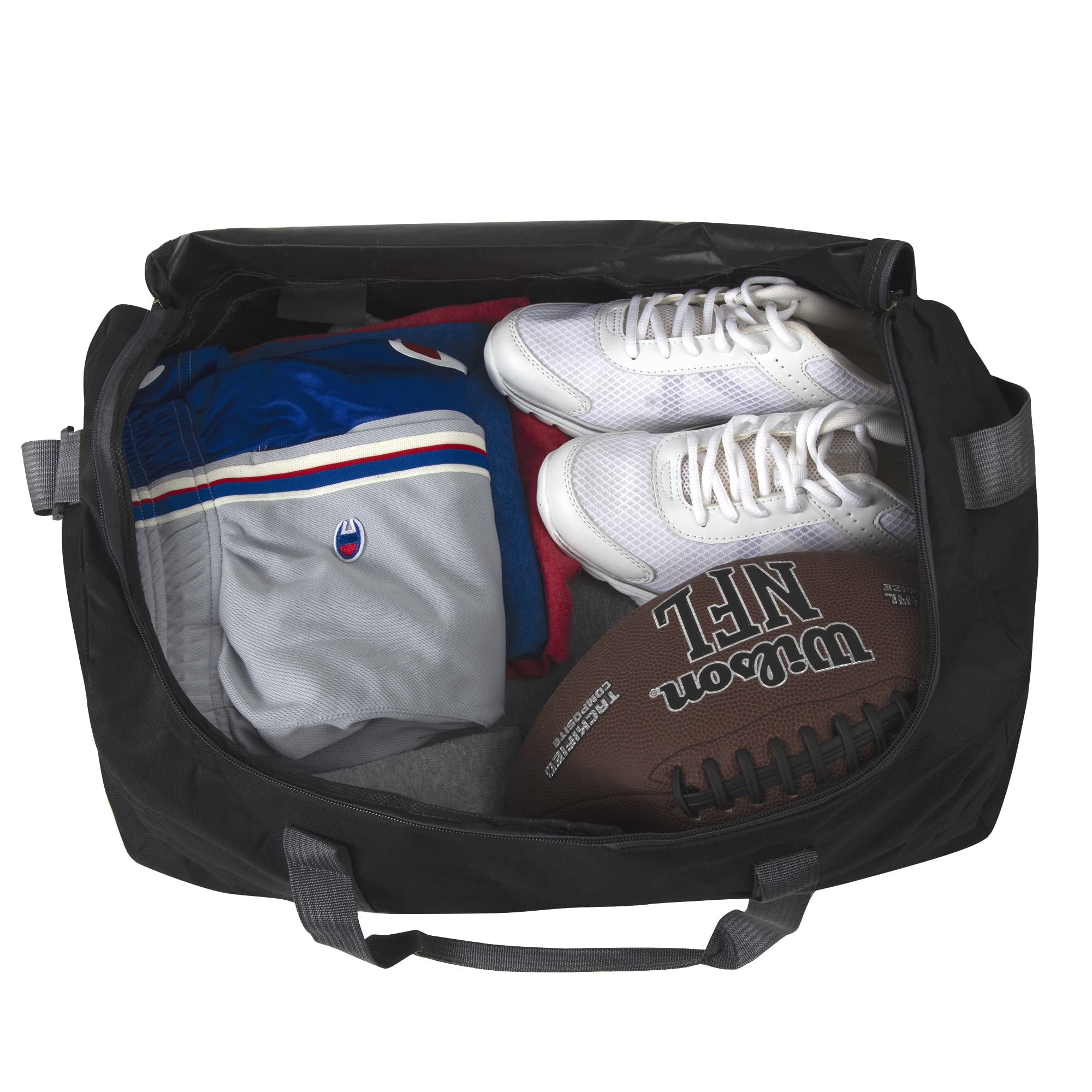 24 Pack of Bulk Wholesale 20 Inch 40 Liter Weekender Overnight Duffel Shoulder Bags for Sports, Travel and Commute in Black