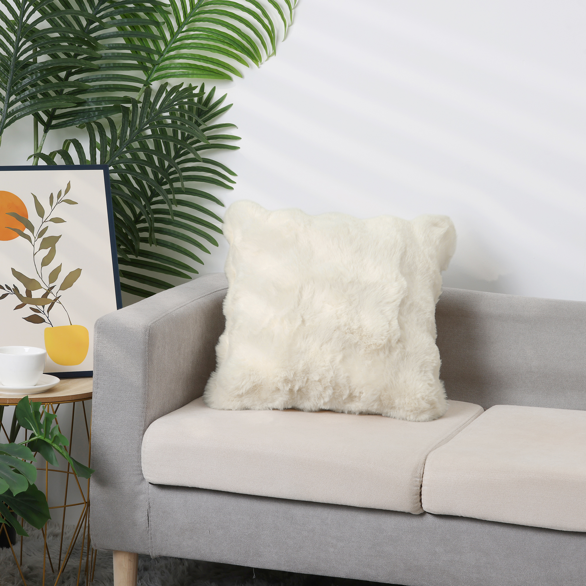 Unique Bargains Faux Fur Cozy Decorative Throw Pillow Covers Soft Plush Pillowcase 1 Pc White 18" x 18"