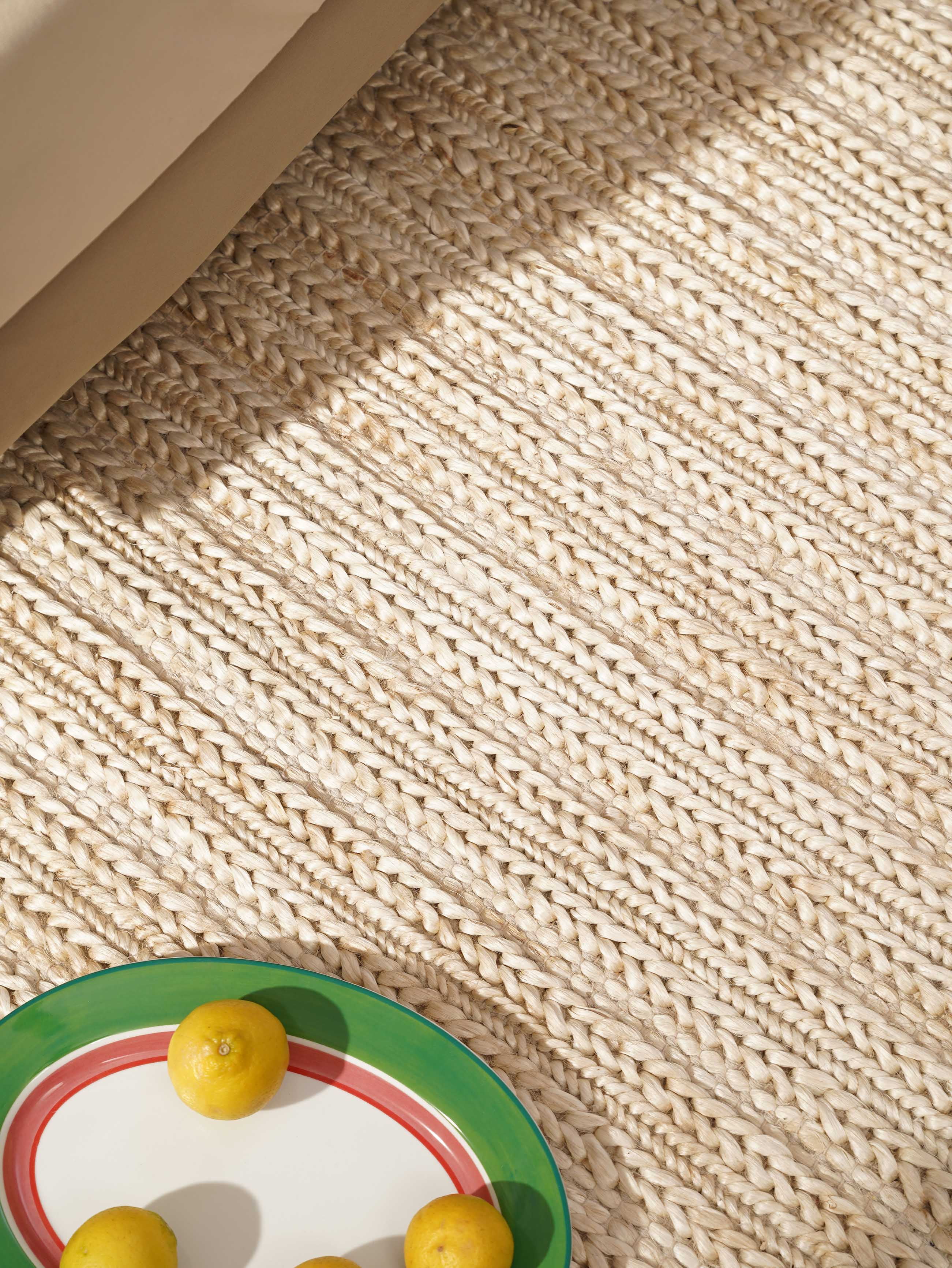 Rugsotic Carpets Hand Knotted Sumak Jute 6'x6' Square Area Rug Contemporary Ivory J00012