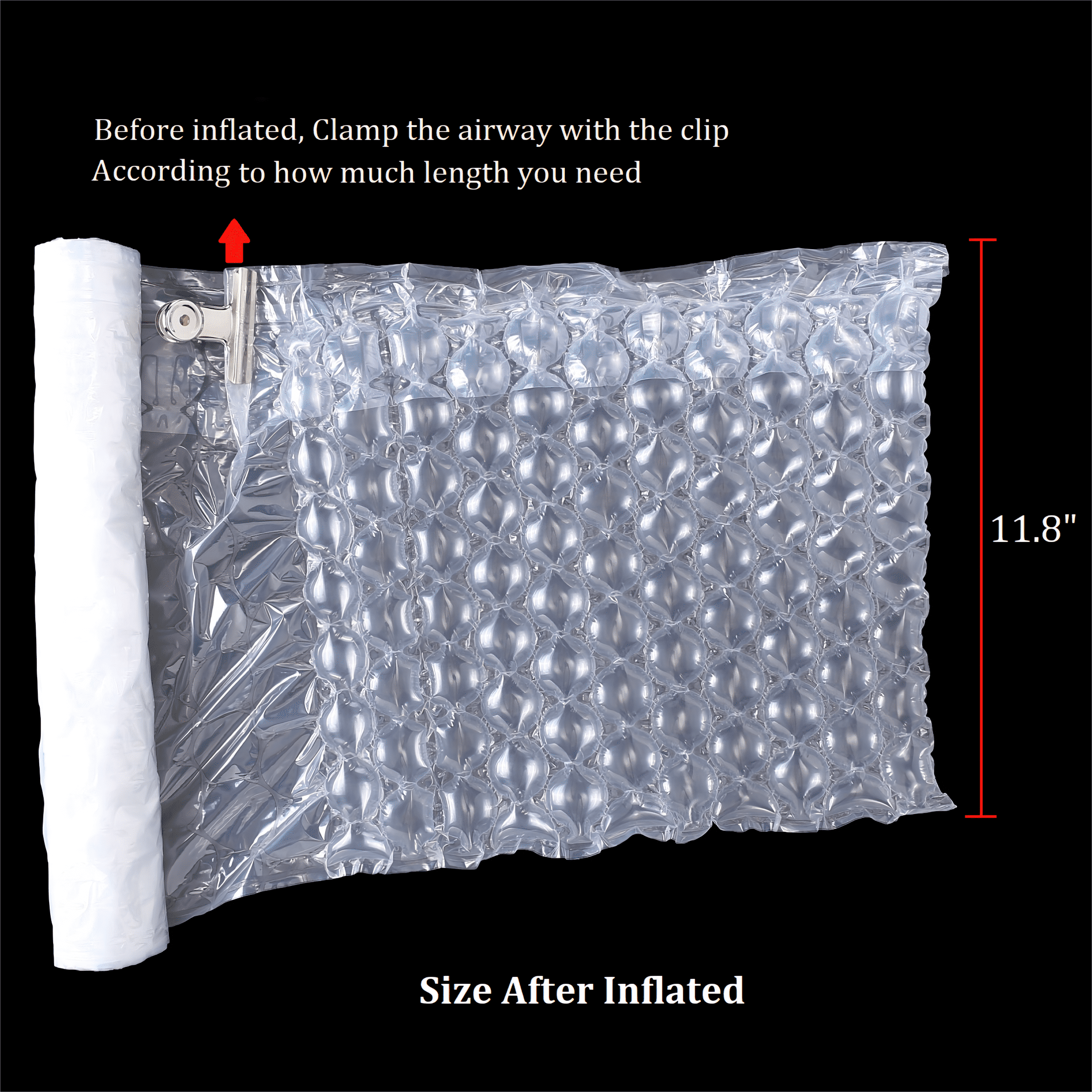 BZQZDAI 15.4" Wide 66Ft/Roll Air Bubble Cushion Wrap Roll Inflatable Air Pillow for Heavy Duty Packing and Moving with Free Pump
