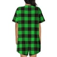 thumbnail image 3 of Picia Buffalo Plaid Green Black Pajamas Sets for Women Soft Short-Sleeved Pjs with Lounge Shorts Two Piece Sleepwear-4X-Large, 3 of 9