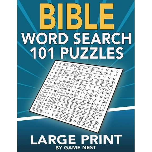 Bible Word Search 101 Puzzles Large Print: Puzzle Game With Inspirational Bible Verses for Adults and Kids, (Paperback)