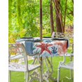 thumbnail image 3 of nqOlkjepod Teal Red Coastal Outdoor Tablecloth with Umbrella Hole & Zipper, Summer Beach Turtle Starfish Nautical Round Table Cover 60 Inch, Dining Waterproof Table Cloth Protector for Patio/Party, 3 of 7