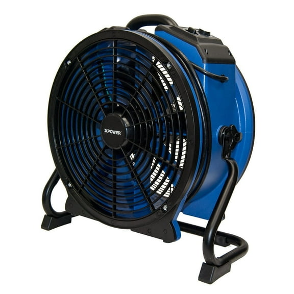 Variable Speed Air Mover Fan - 1/3 HP 3600 CFM - Timer & Power Outlets - Blue Blower