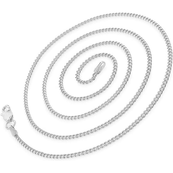 925 Italian Sterling Silver 2mm Miami Cuban, FREE Microfiber Cloth, ITProLux Solid Bombe Curb Link Chain Mens Womens Necklace, Giorgio Bergamo