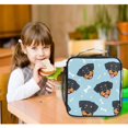 thumbnail image 6 of Insulated Square Lunch Bag with Side Mesh Pocket Fashion Lunch Box Reusable Lunch Tote 10.5" x9.5" x3.5" Cartoon Dog Faces and Bones, 6 of 6