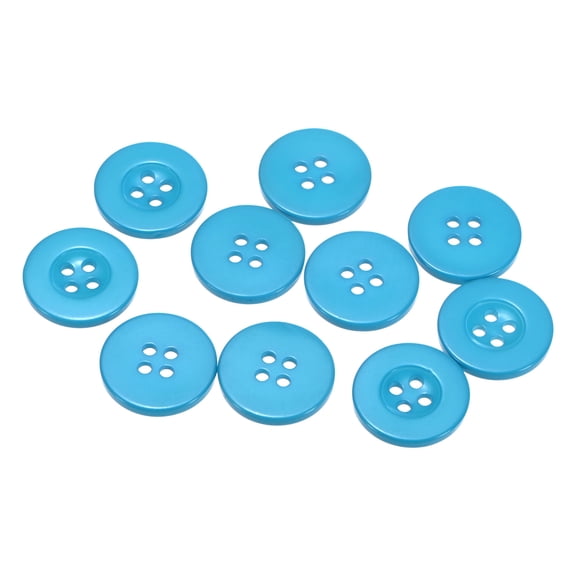 Uxcell 10pcs 32L Sewing Buttons 3/4"(20mm) Resin Round Flat 4-Hole Craft Replacement Buttons, Dark Blue