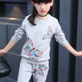 thumbnail image 2 of Mercatoo Toddler Girls Fall Winter Clothes Set Butterfly Print Sweatshirt Tops Pocket Pants Trousers Kids Girls Outfits, 2 of 6