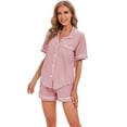 thumbnail image 2 of GEX 100% Cotton Pajamas for Women 2 Piece PJ Set Button-Down Short Sleeve Soft Knit Summer Sleepwear Loungewear Ash Pink S, 2 of 6