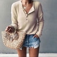 thumbnail image 1 of Womens Henley Shirts V Neck Long Sleeve Button Down Tops Warm Waffle Knit Tees, 1 of 2
