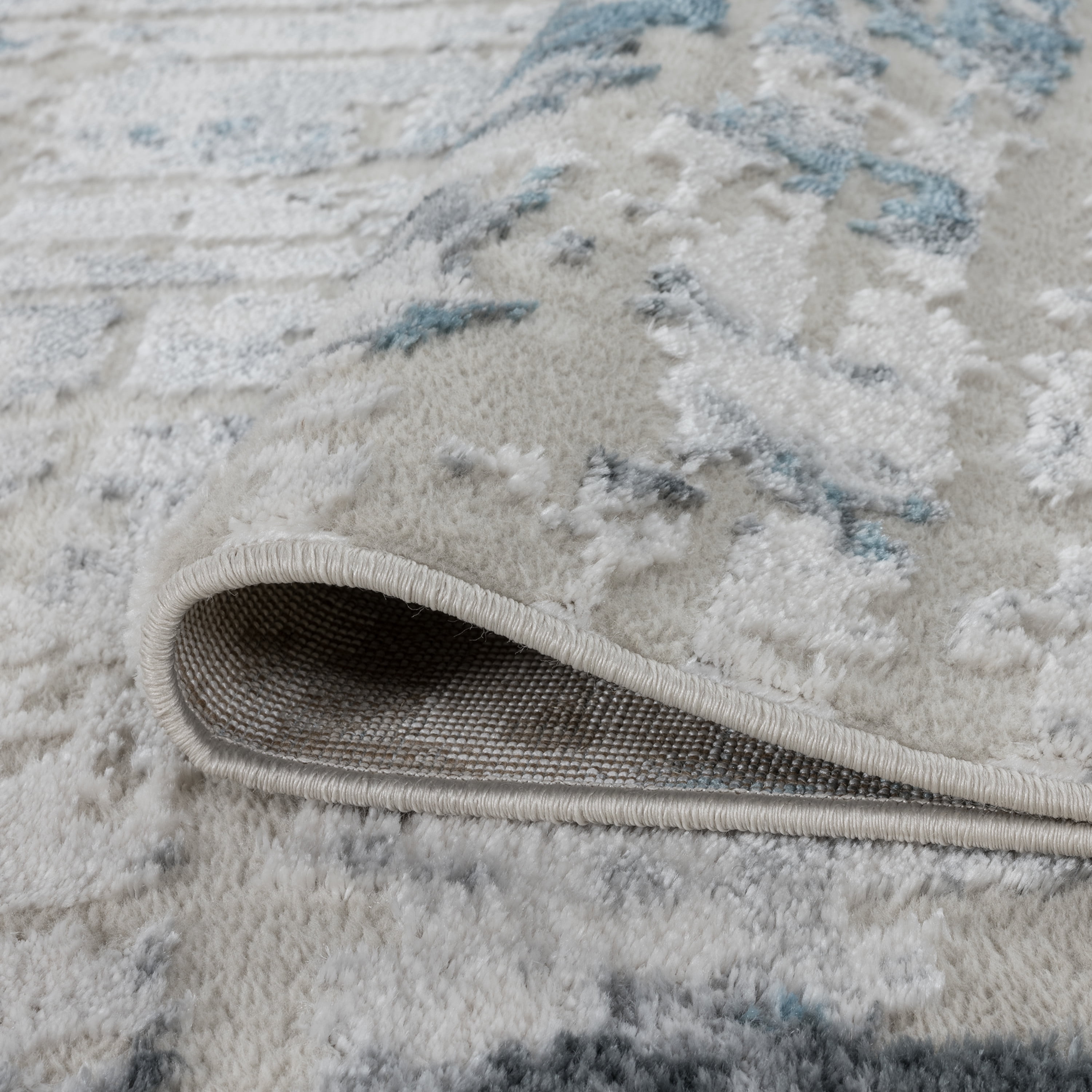 Contemporary 5x7 Area Rug (5'3'' x 7'3'') Abstract Dark Blue Living Room Easy to Clean