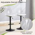 thumbnail image 5 of Hi loPres Set of 2 Modern Adjustable Swivel Bar Stools, Clear Backrest with Black Metal Base Counter Height Kitchen Island Chairs, 5 of 7