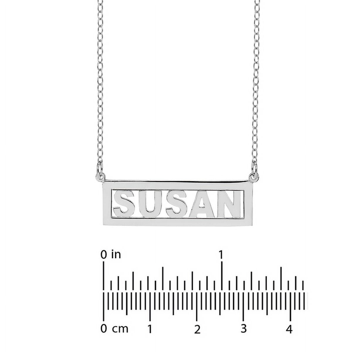 Personalized Block Name Necklace with 2mm Border