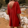 thumbnail image 6 of BUIgtTklOP Women's Summer Oversized Hot Short Tee Romper Casual Workout Athletic Romper Onesie Backless Loose Shorts Jumpsuit Overalls With Pocket, 6 of 6