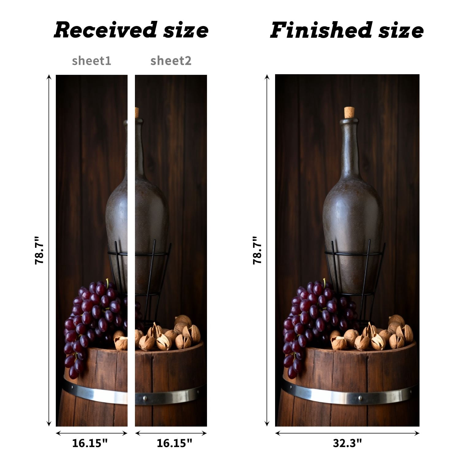 Self Adhesive Vinyl Refrigerator Wrap Set Old red wine jug Traditional production storage wine Door Mural Removable Fridge Sticker Peel and Stick&nbsp;Full Door Cover Decal Kitchen Bar Decor