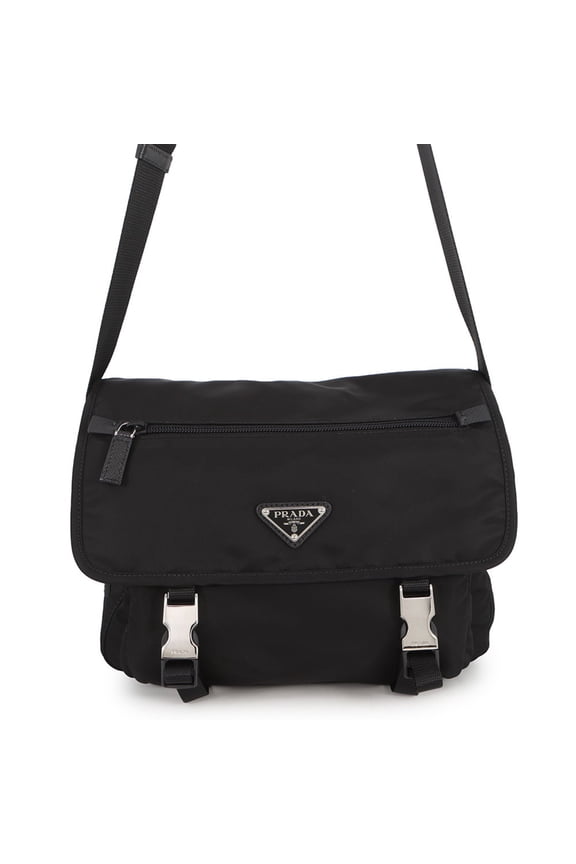 Pre-Owned Prada shoulder bag, triangle design, nylon, PRADA handbag, black,