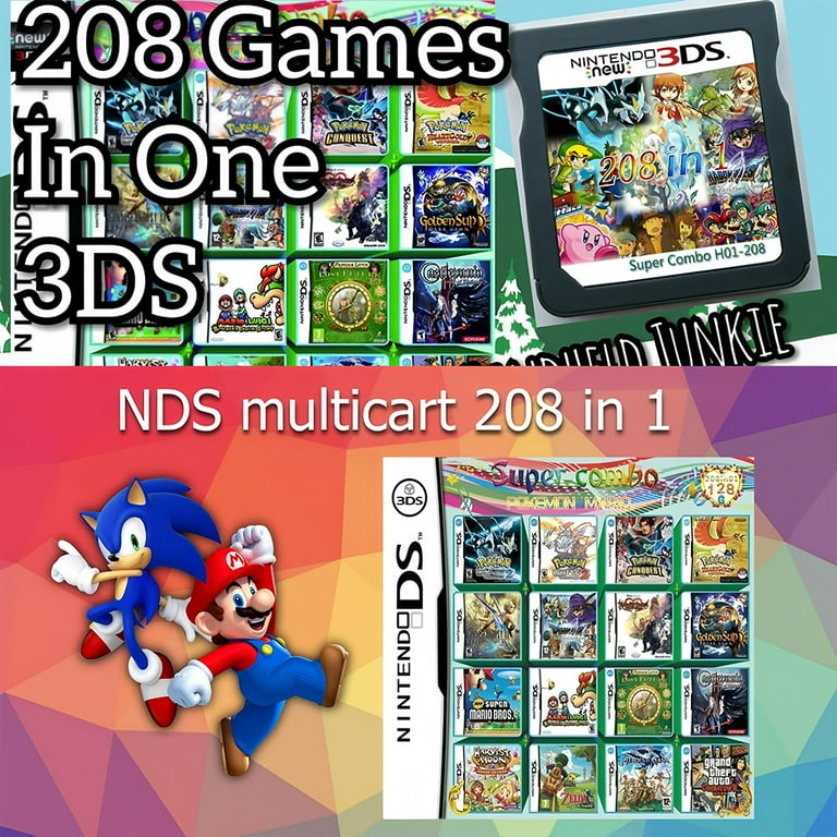 208 in1 Nintendo Ds Games NDS NDSL NDSi 3DS 2DS Multi cartridge