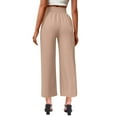 thumbnail image 6 of Kvture Women's Capri Pants Drawstring Casual Palazzo Trousers with Pockets Loose High Waisted Wide Leg Lounge Pants Khaki L, 6 of 6