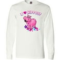 thumbnail image 3 of Inktastic I Love Hippos with Pink Hippo and Flowers Long Sleeve T-Shirt, 3 of 5