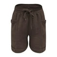 thumbnail image 5 of biudgviw Women's Bermuda Shorts Loose Elastic Waist Drawstring Shorts Textured Casual Summer Shorts for Beach Vacation with Pockets, 5 of 6