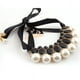 thumbnail image 3 of Las niñas elegante acrílico gemas de la cinta colgante de perlas grandes de la Mujer falso del collar Collar Gargantilla (Negro), 3 of 3