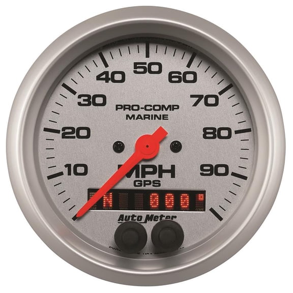 Auto Meter 200636-33 - Marine 3.37" Silver In-Dash Mount GPS Speedometer Gauge