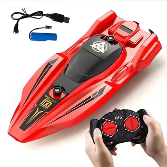 Tigozz RC Boat 2.4GHz High Speed Remote Control Boat for Pools and Lakes Dual Motor Waterproof Racing Speedboat for Boys Ages 8-12