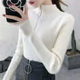 thumbnail image 5 of Pull à Col Mi-Haut avec Fermeture Éclair pour Femmes Pulls Basiques Automne Hiver Pulls Slim Unis pour Femmes, 5 of 5