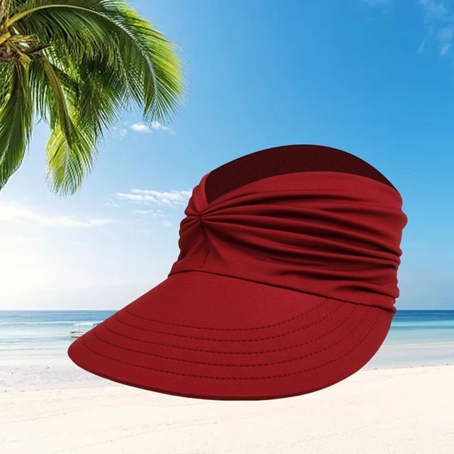Sombrero de visera informal de verano para mujer, sombrero de para el pelo, moño desordenado, diadema, sombrero para el , Rojo