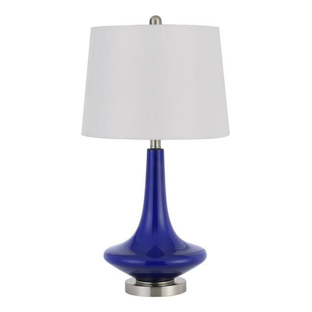 Benjara BM233306 Pot Bellied Shape Glass Table Lamp, Blue - Set of 2