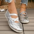 thumbnail image 2 of Women's Mary Jane Sneakers Glossy Leather Lightweight Slip on Casual Tennis Shoes Shiny Barefoot Ballet Flat Shoes, 2 of 7