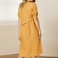 thumbnail image 5 of Dyegold Sundresses for Women Casual Beach - Women Dresses Round Neck Short Sleeve Dandelion Print Plus Size Vintage Maxi Sundress ​Ruffle Flowy Boho ​Prom ​Dresses, 5 of 8