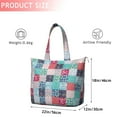 thumbnail image 4 of Blue Boho Pioneer Flower Patchwork Pattern Travel Tote Bags for Women Carry On,Large Weekender Bags for Women Travel,Multi Functional Duffle Bag for Work,Shopping,Sports, 4 of 5
