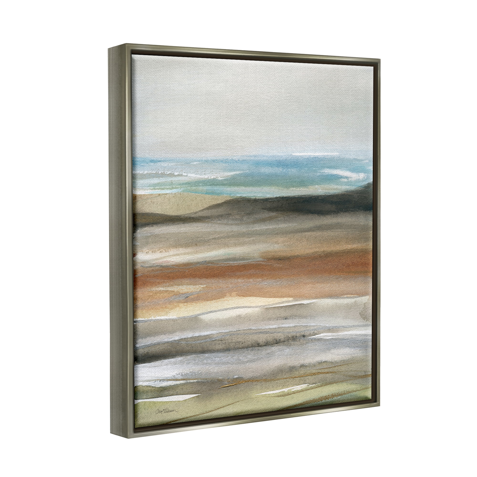 Stupell Industries Abstract Beach Landscape Painting Abstract Painting Gray Floater Framed Art Print Wall Art