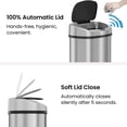 thumbnail image 3 of 24 Gallon Extra Large Touchless Sensor Trash Can with AbsorbX Odor Filter, 91L Commercial Stainless Steel Automatic Kitchen Bin for Home, Office, Restaurant, Commercial Lobby, Store, 3 of 5