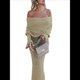 thumbnail image 1 of Vestido Ajustado Tipo Suéter con Hombros Descubiertos para Mujer, Elegante, de Larga, para Fiesta en Club, Midi y Formal. Albaricoque M, 1 of 10