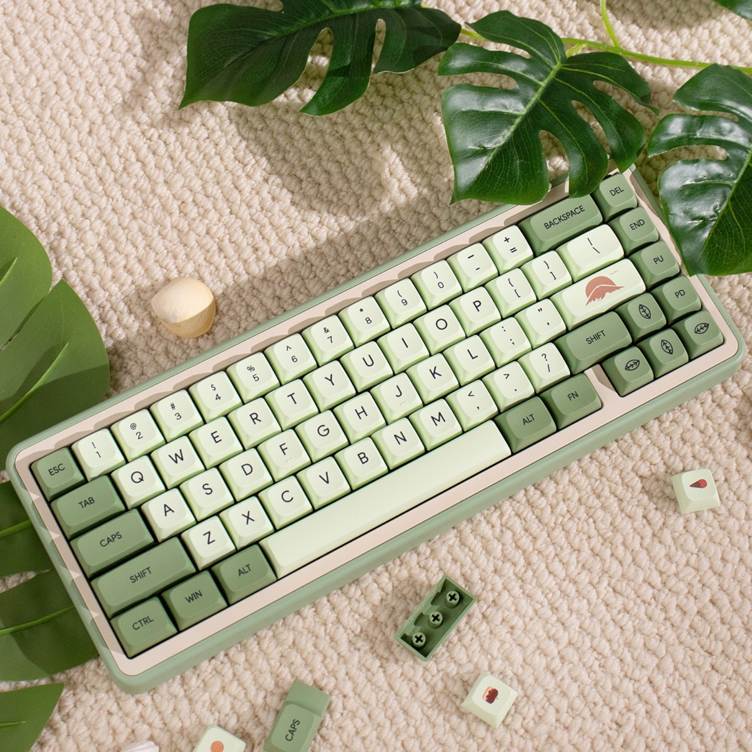 Matcha Green XDA Keycaps, 126-Key PBT Dye-Sublimated with English/Japanese Legends