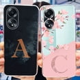 thumbnail image 2 of For OPPO A58 4G Case CPH2577 Cover New Fashion Flower Letters Clear Soft Silicone Funda For OPPO A58 4G 2023 A 58 OPPOA58 Bumper Marble - R For OPPO A58 4G, 2 of 6